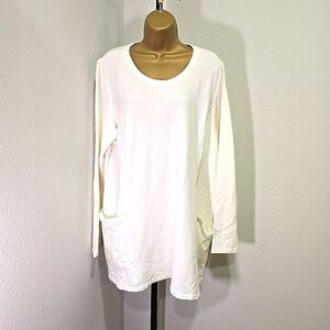Susan Graver Weekend Cream French Terry Top Womens XL Minimalist Lagenlook